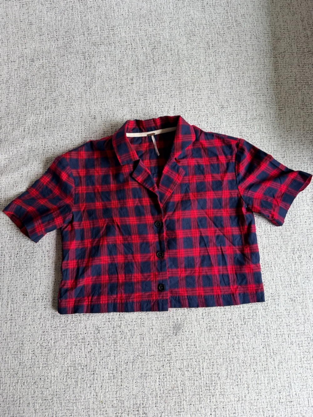 Free People Plaid Button Down Crop Shirt Size XS EUC